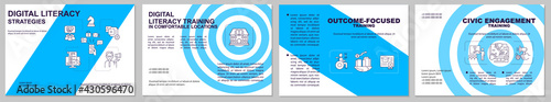 Digital literacy strategies brochure template. Civic engagement. Flyer, booklet, leaflet print, cover design with linear icons. Vector layouts for presentation, annual reports, advertisement pages