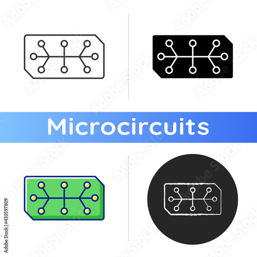 Electrical computer parts icon. Parts in electronic system used to affect electrons or their associated fields. Linear black and RGB color styles. Isolated vector illustrations