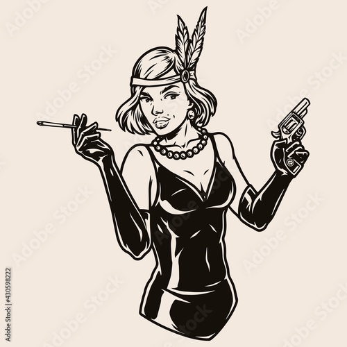 Vintage concept of beautiful mafia girl