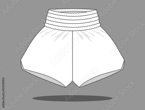 White Shorts Boxing Pants-Running Pants Template on Gray Background, Vector File.