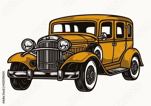 Retro mafia car colorful template