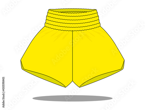 Yellow Shorts Boxing Pants-Running Pants Vector For Template.