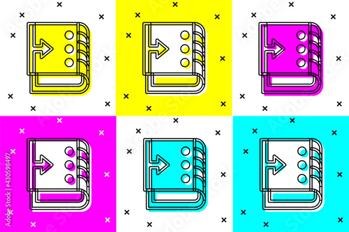 Set Sound mixer controller icon isolated on color background. Dj equipment slider buttons. Mixing console. Vector