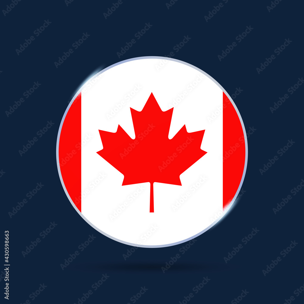 canada national flag Circle button Icon. Simple flag, official colors and proportion correctly. Flat vector illustration. canada national flag Circle button Icon. Simple flag, official colors and proportion correctly. Flat vector illustration.