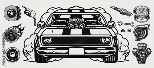 Retro custom car vintage concept