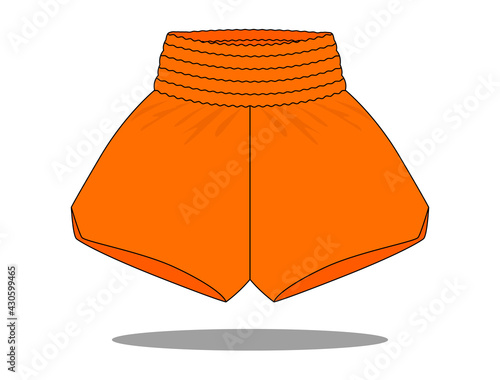 Orange Shorts Boxing Pants-Running Pants Vector For Template.