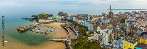 A high level aerial view of Tenby, South Wales in springtime photo