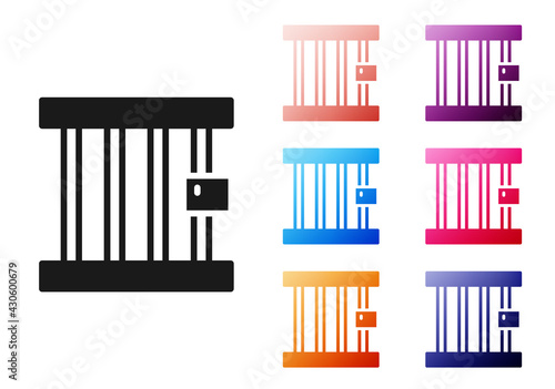 Black Prison window icon isolated on white background. Set icons colorful. Vector