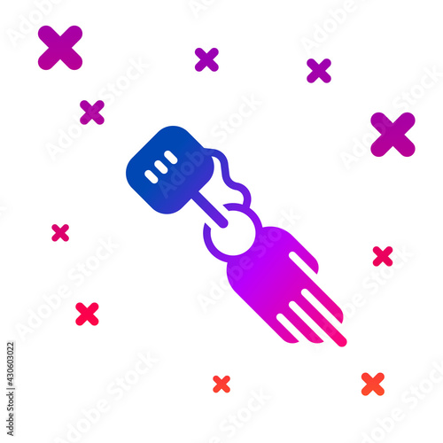 Color Prosthesis hand icon isolated on white background. Futuristic concept of bionic arm, robotic mechanical hand. Gradient random dynamic shapes. Vector