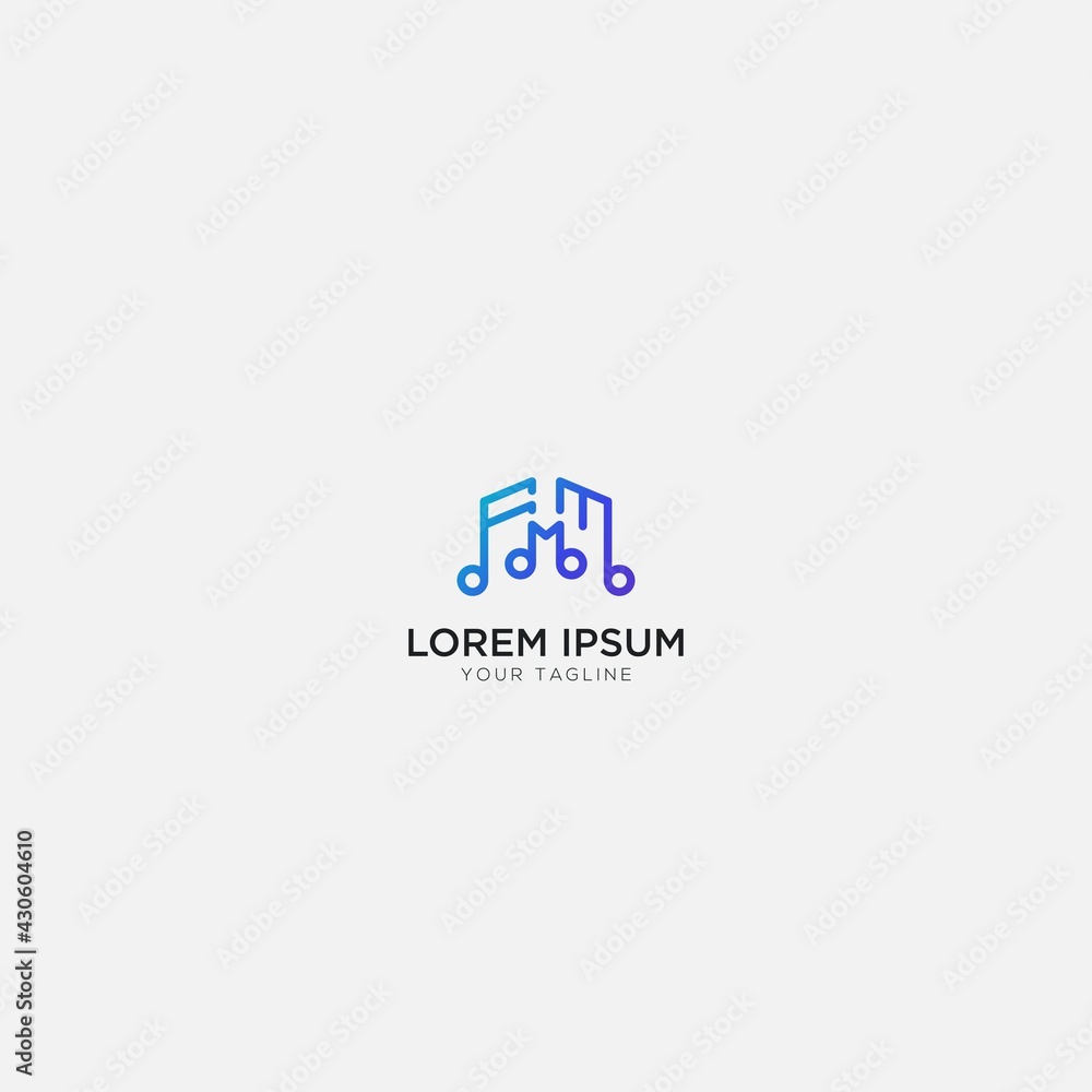 Fototapeta premium wave letter FMM logo music audio