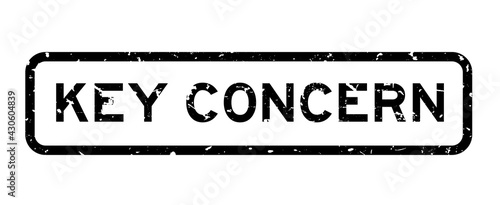 Grunge black key concern word square rubber seal stamp on white background