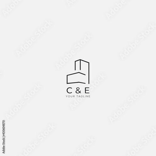 abstract building letter C and E logo