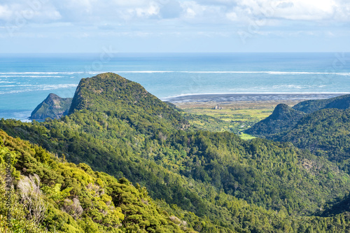 View to Whatipu beach from Mt Donald McLean, Waitakere Ranges regional park, Auckland, New Zealand