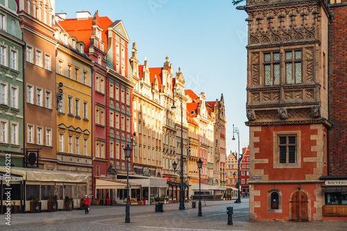 morning view of the sights of the city of wroclaw in poland
