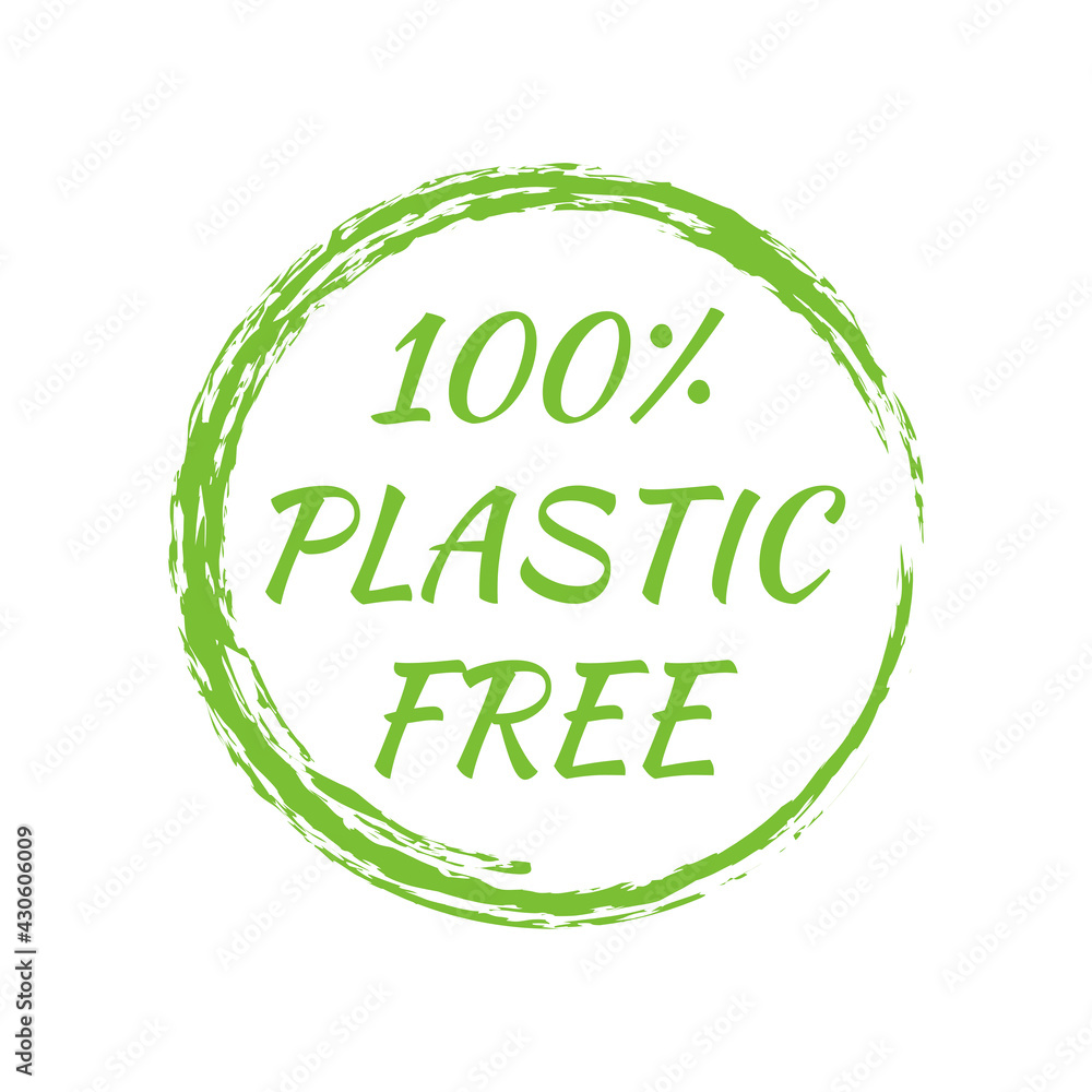 Plastic free icon or logo. Green eco badge or sticker. Vector illustration. Plastic free icon or logo. Green eco badge or sticker. Vector illustration.