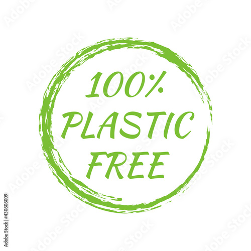 Plastic free icon or logo. Green eco badge or sticker. Vector illustration.