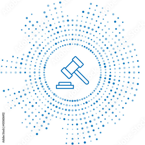 Fototapeta Blue line Judge gavel icon isolated on white background