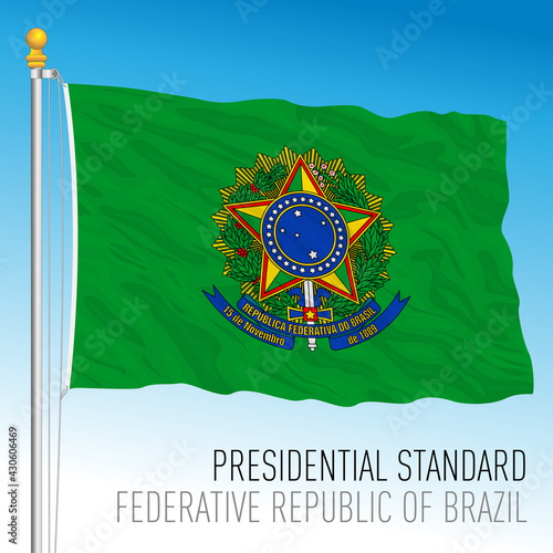 Official presidential flag of the Federative Republic of Brazil, vector illustration