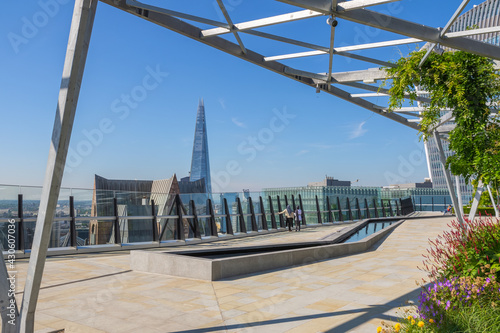 The Garden at 120  a roof garden on the Fen Court building in London with the Shard in the background 
