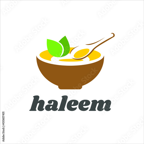 Bowl of Haleem Hyderabadi famous non vegetarian dish made by chicken or mutton with ghee or butter flat illustration