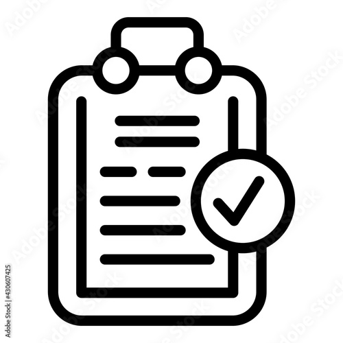 Liability agreement clipboard icon. Outline Liability agreement clipboard vector icon for web design isolated on white background