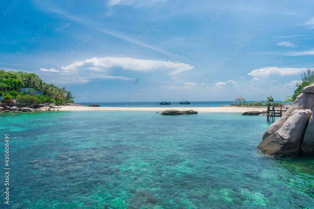 Tropical island empty beach in Thailand Asia, pandemic travel 2021
