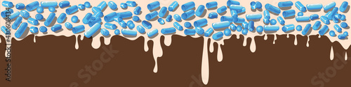Colorful glaze for baked products. Glaze topping for donuts, cupcakes and Easter cakes. Vector Illustration