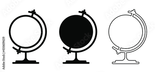 School globus vector icon set. Education symbol. World globe pictogram sign.