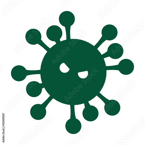 Scary coronavirus on a white background. Vector flat illustration icon