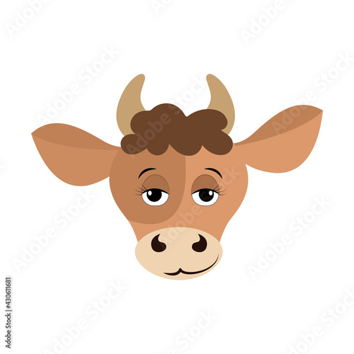 Vector cartoon illustration of a calf head. Taurus horoscope