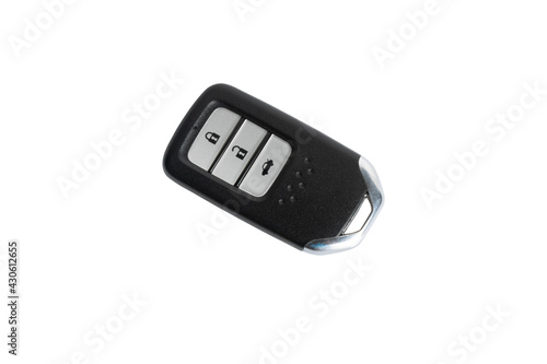New car wave key with remote control on white background, isolated.