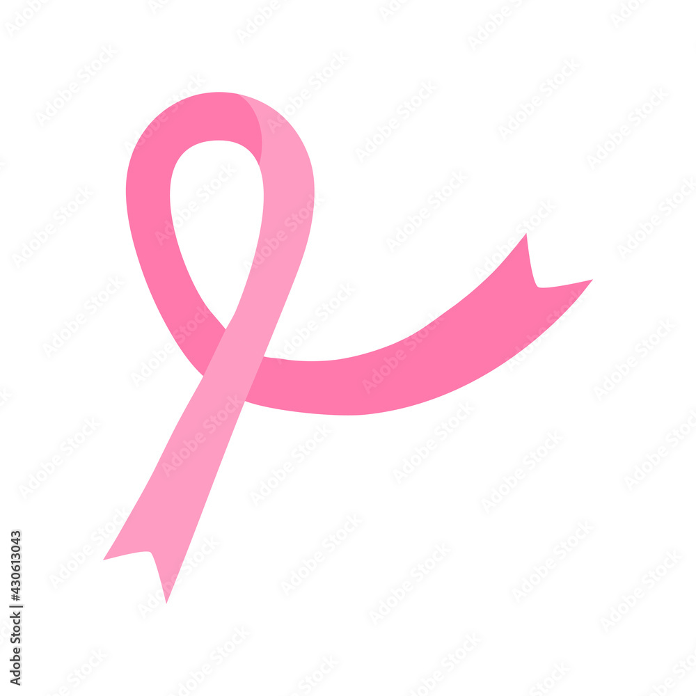 This is a pink ribbon on a white background. This is a pink ribbon on a white background.