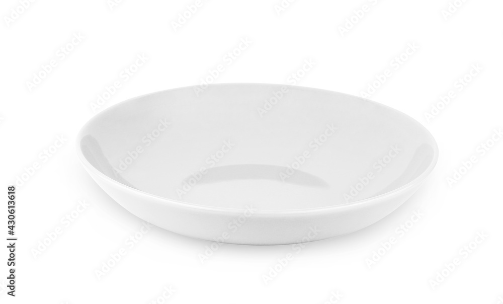 Empty white plate isolated on a white background Empty white plate isolated on a white background
