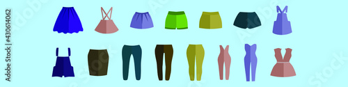 set of overalls cartoon icon design template with various models. vector illustration isolated on blue background