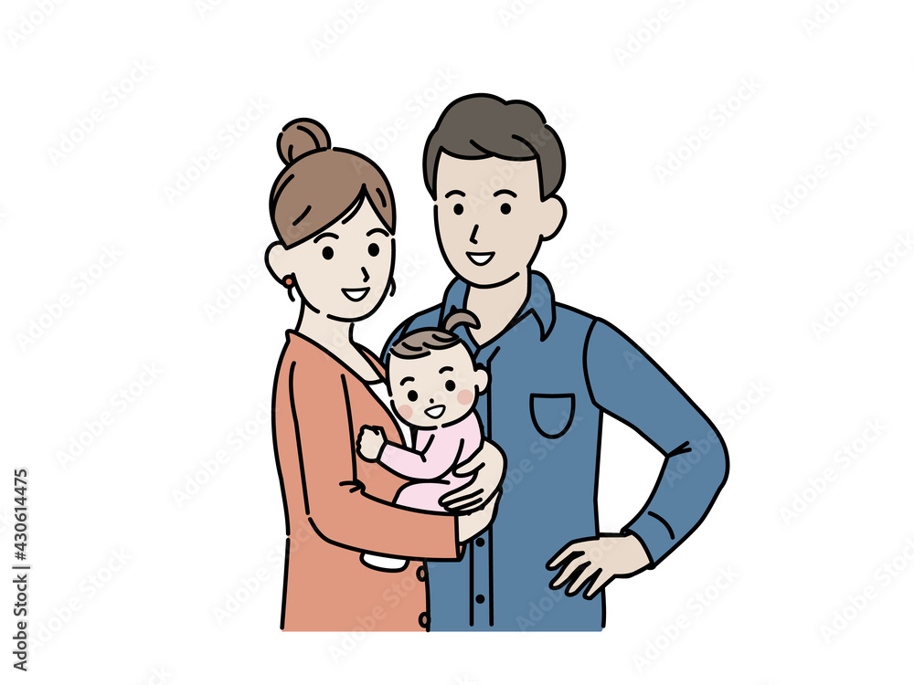 3人家族 若い夫婦 赤ちゃんを抱っこする イラスト素材 Stock Vector Adobe Stock