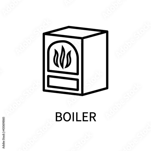 Icon Line Boiler Heating Fireplace In A Simple Style. Vector sign in a simple style isolated on a white background.