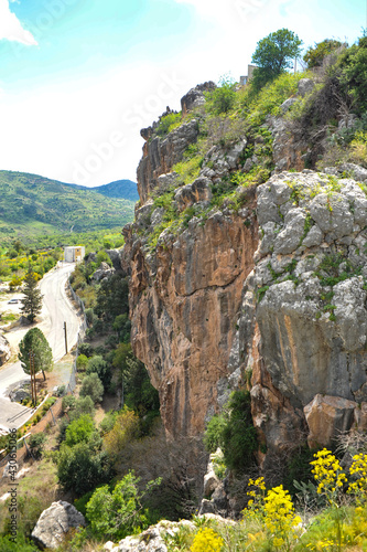 The mountain village of Episcopi is famous for its huge sheer cliff, at the foot of which the ruins of an ancient Byzantine temple are preserved.     photo