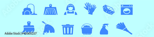 set of feather duster cartoon icon design template with various models. vector illustration isolated on blue background