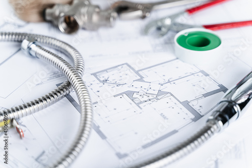 Cuadro en lienzo Plumbing project in house
