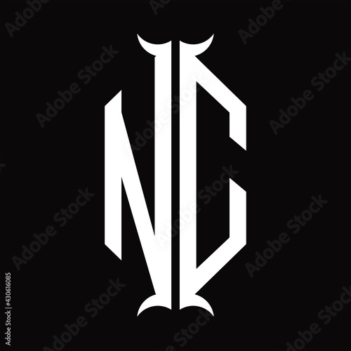 NC NLogo monogram with horn shape design template photo