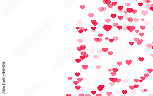 Valentine day pink hearts on white background.