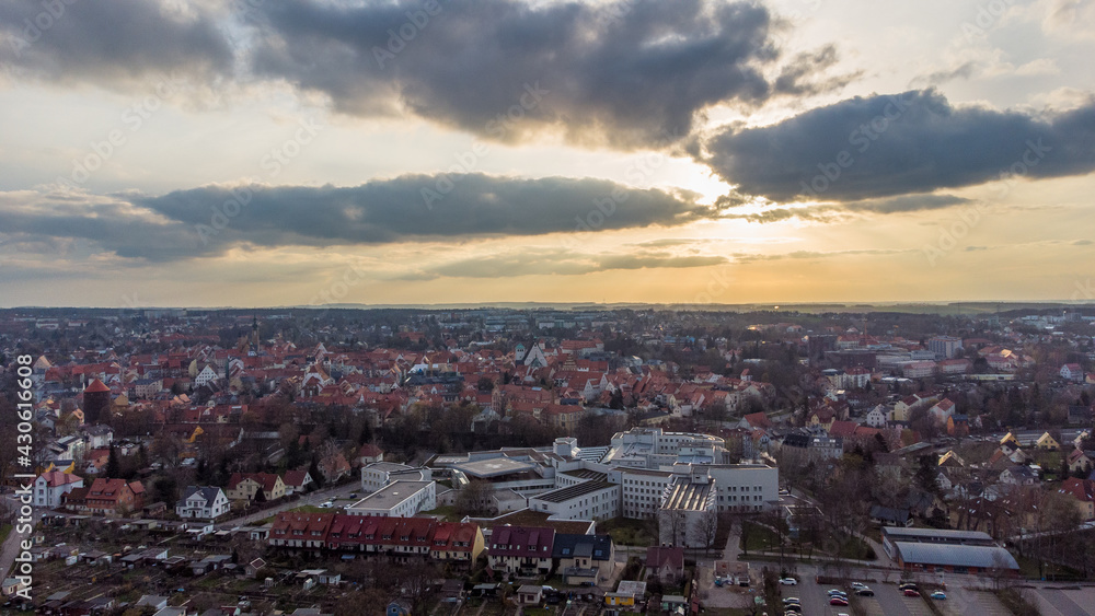 Panorama Luftbild Freiberg Sonnenuntergang
