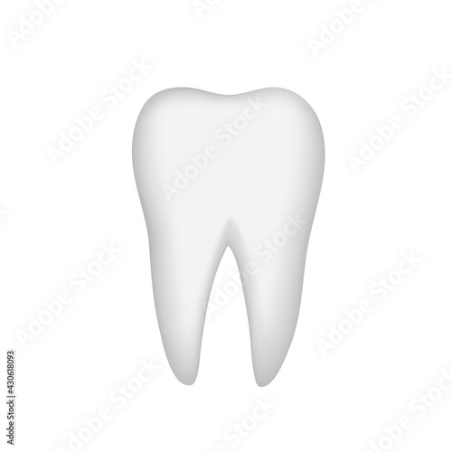 Realistic white tooth icon. Teeth care symbol. 