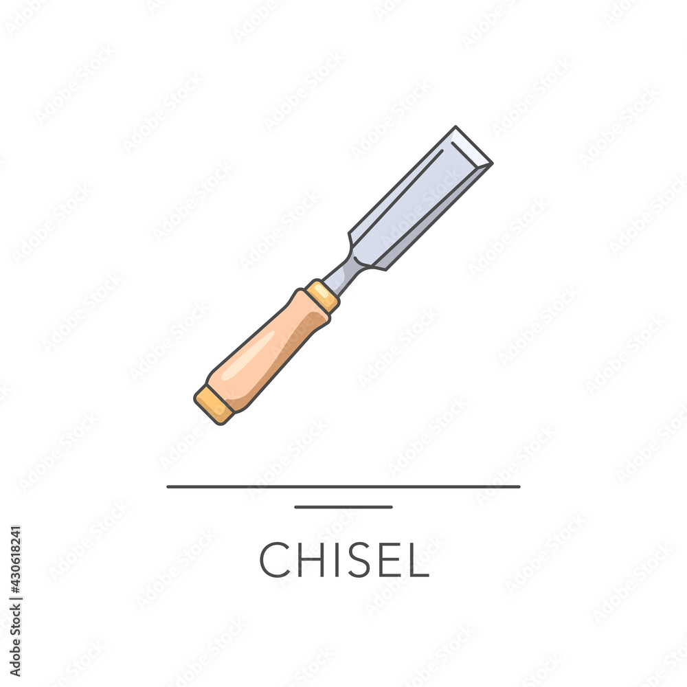 Chisel outline colorful icon. Vector illustration