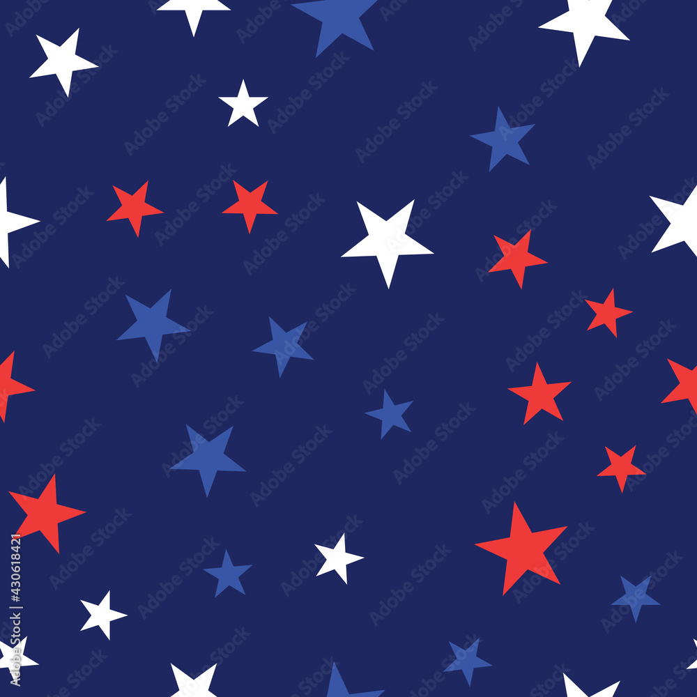 White, Red and Blue Stars with Dots Seamless Pattern White, Red and Blue Stars with Dots Seamless Pattern