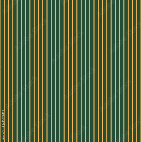 Thin vertical lines, stripes abstract geometric seamless pattern, digital texture, gold on green background. Vector illustration. Design concept for minimalist textile print, packaging, wrapping paper