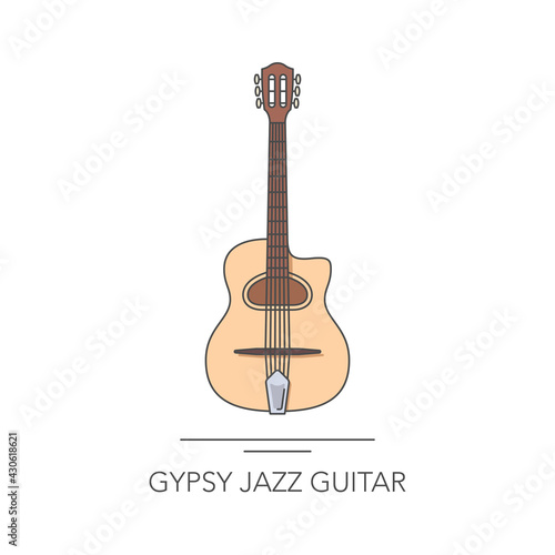 Gypsy jazz guitar outline colorful icon. Vector illustration