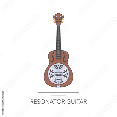 Resonator guitar outline colorful icon. Vector illustration