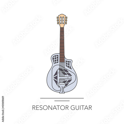 Resonator guitar outline colorful icon. Vector illustration