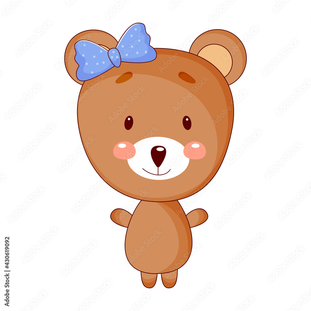 Cute baby bear cartoon girl. Vector illustration. Cute baby bear cartoon girl. Vector illustration.